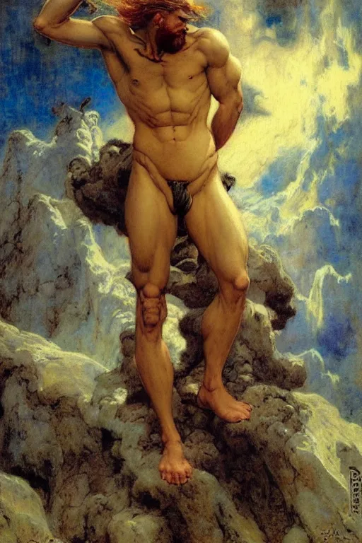 Image similar to hesiod, painting by gaston bussiere, katsuya terada, frank frazetta, tom of finland, trending on artstation