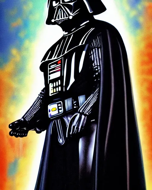 Prompt: enamel painting portrait of darth vader with a halo, coruscant background, high production value, intricate details, high resolution, hdr, high definition, masterpiece, realistic, ultrarealistic, highly detailed, hd, sharp focus, non blurry, sharp, smooth