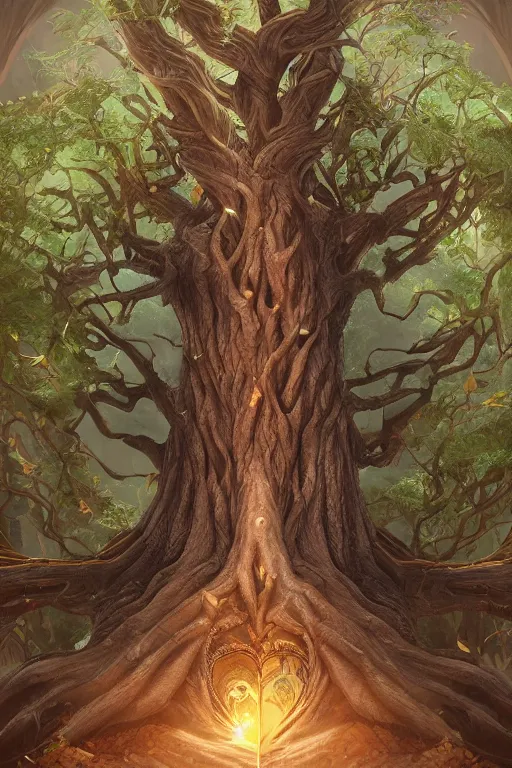 Prompt: a beautiful digital illustration painting of a detailed fantasy tree with a heart carved in the trunk by blair leighton and charlie bowater, 8 k resolution trending on artstation concept art digital illustration