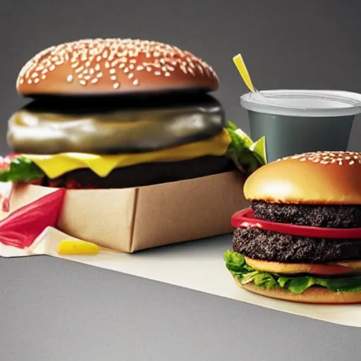 Prompt: an ad from macdonalds of a black burger