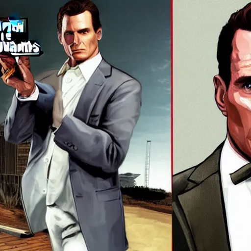 patrick bateman in gta v cover, rockstar games, no | Stable Diffusion ...