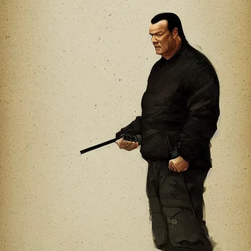 Image similar to sad steven seagal in jail cell, cell bars, cell bars, cell bars, cell bars, cell bars, cell bars, intricate, highly detailed, digital painting, artstation, concept art, smooth, sharp focus, illustration, art by greg rutkowski