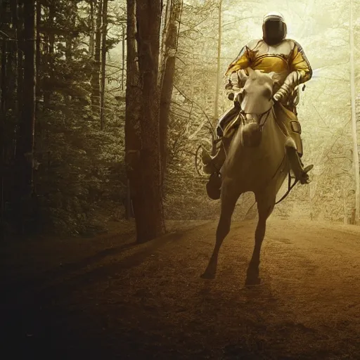 Prompt: Kanye West in space suit riding a horse in the forest, 35mm, photorealistic, studio light, noire