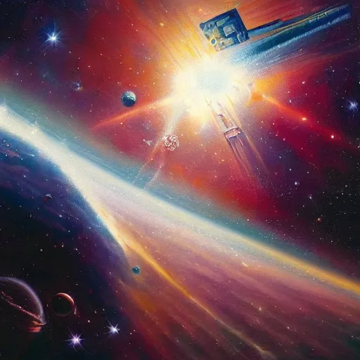 Image similar to space, nebula, planets, spacecraft, john berkey, nasa