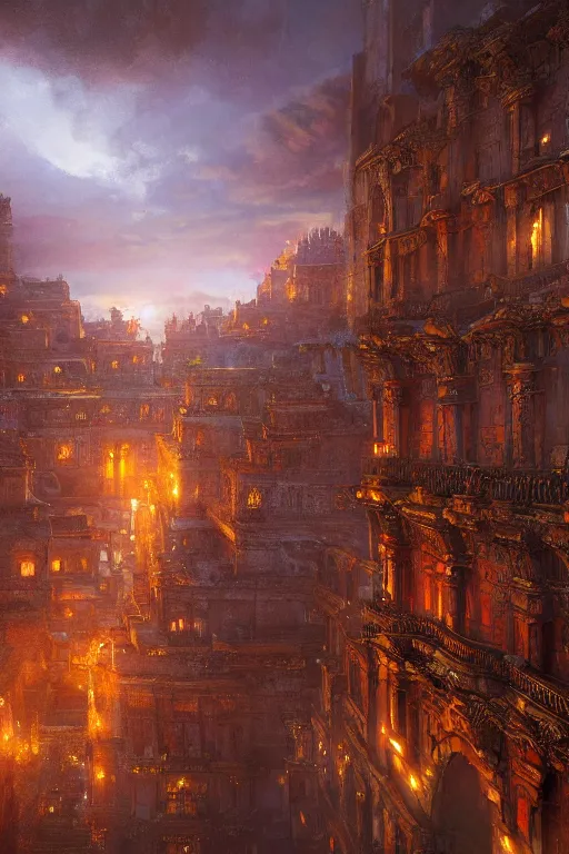 Prompt: epic scenery of an old aztec city of gold, intricate, elegant, volumetric lighting, digital painting, highly detailed, artstation, sharp focus, illustration, concept art, ruan jia, steve mccurry