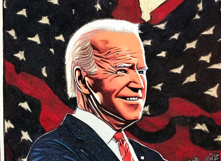 Image similar to joe biden illustration by mike ploog