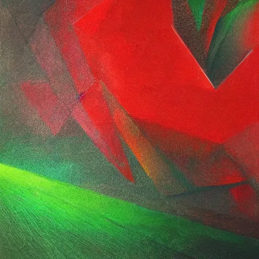 Image similar to a prism shining green and red, fantasy painting