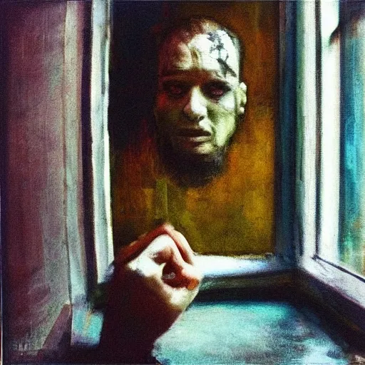 Image similar to “the man by the window scary panting”