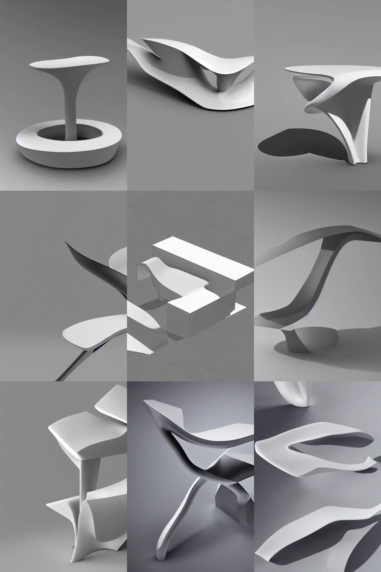 Prompt: rendering for stool, designed by zahahadid