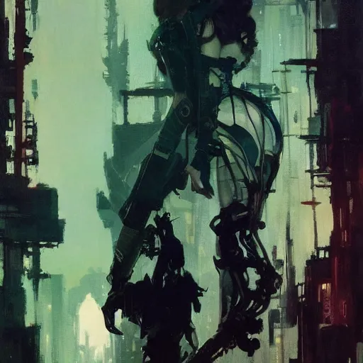 Image similar to cyberpunk, intricate, elegant, highly detailed, greg manchess, mucha, liepke, ruan jia, jeffrey catherine jones, ridley scott