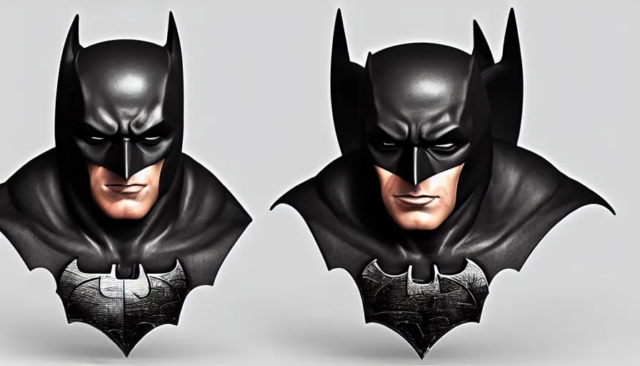 Prompt: Hand-painted bust of Batman, hyperdetailed, artstation, cgsociety, 8k