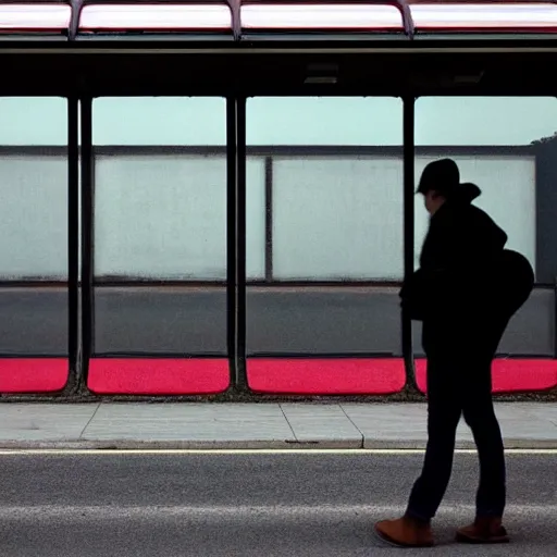 Prompt: a bus stop in the style of mark rothko