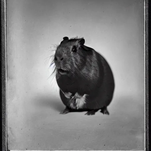 Image similar to a guinea pig dressed as a polar explorer, 1 8 0 0 s photograph