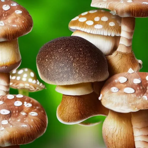 Image similar to macro photo with a singular mushroom character with cute eyes and mycelium, very close to real nature, natural colors and natural surroundings, painted patterns and coloring on mushrooms, 8K, highly detailed, cartoon