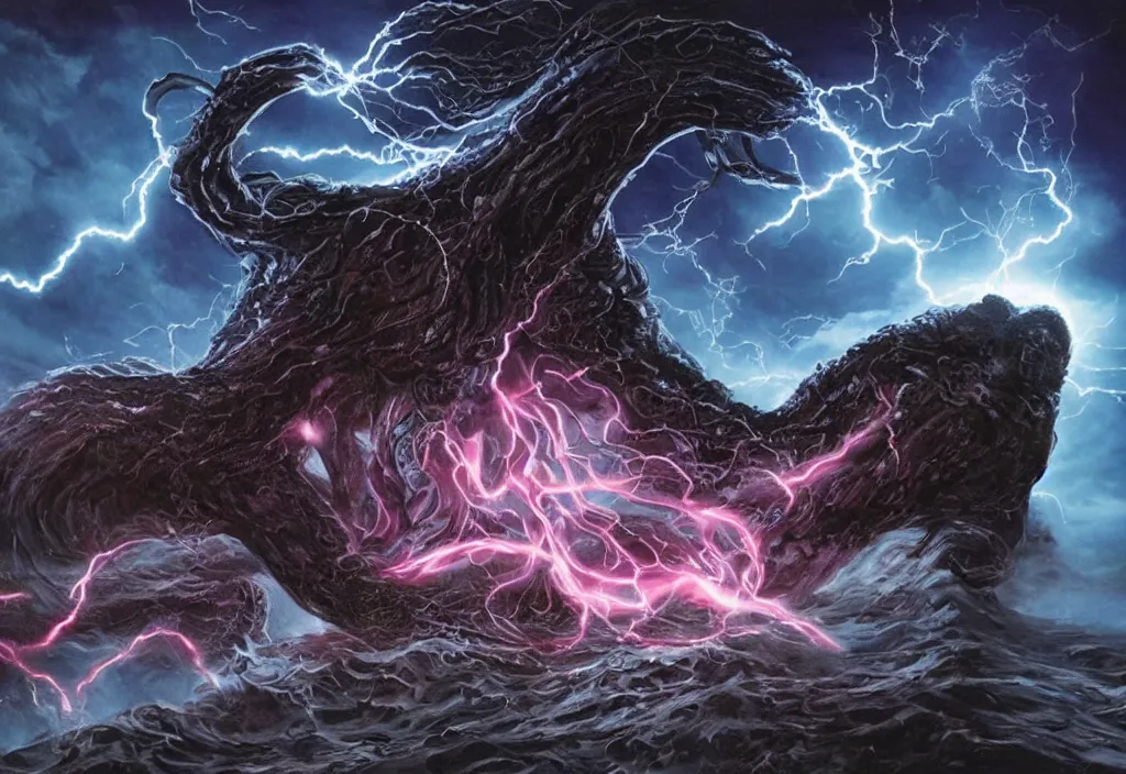 Image similar to eldritch lovecraftian monster. In Space. Realistic, cinematic lightning