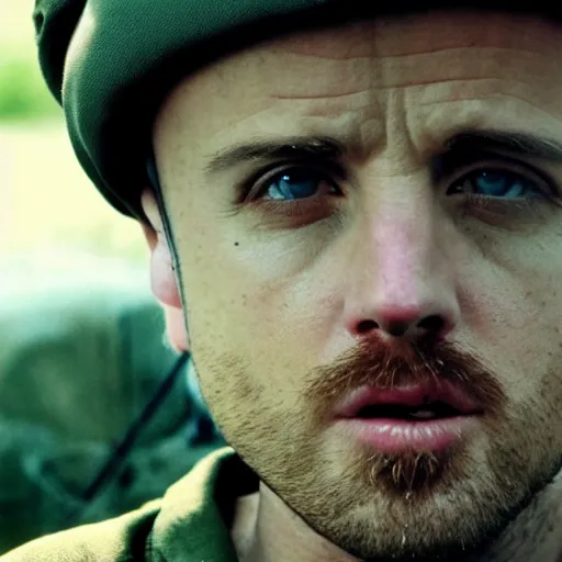 Image similar to jesse pinkman from breaking bad in the vietnam war, 4 k, hyper realistic