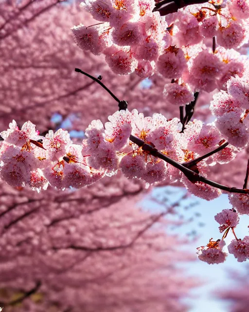 Prompt: hyperrealist highly intricate neo-baroque cherry blossoms soft daylight 8k high angle shallow depth of field