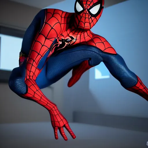 Image similar to still photo of spider - man, highly detailed, photorealistic portrait, bright studio setting, studio lighting, crisp quality and light reflections, unreal engine 5 quality render