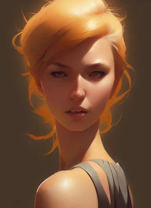 Image similar to ultradetailed beautiful panting of a stylish young lady wearing a brown foxgirl suit, dramatic, she has blond hair, distressed, volumetric light, by greg rutkowski, ilya kuvshinov, james jean, makoto shinkai, on artstation