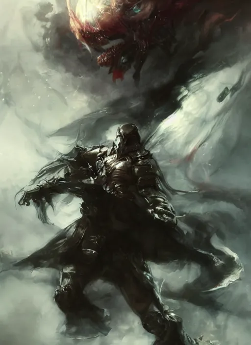 Prompt: a great and terrible litch painted by raymond swanland