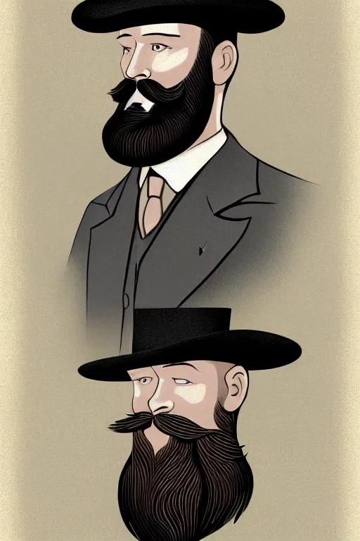 Prompt: an illustration of a portrait of a respectable dignified 1 9 3 0's era mennonite preacher with kind eyes and trimmed red beard and conservative haircut in the style of art - deco artwork art by kyle ferrin and loish!, digital art, highly detailed, intricate, sharp focus, trending on artstation hq, deviantart, 4 k uhd image