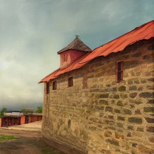 Image similar to “a realistic panting of a old fort”