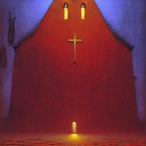 Image similar to church of the golden snail painting by beksinski, barlowe colors. masterpiece painting