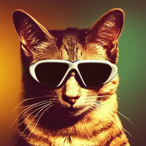 Prompt: cyberpunk cat wearing sunglasses