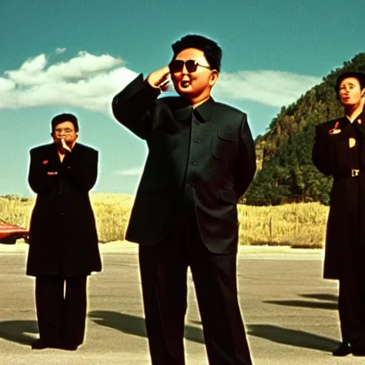 Image similar to Kim Jong-il as James Bond, 35mm, cinémascope, thriller