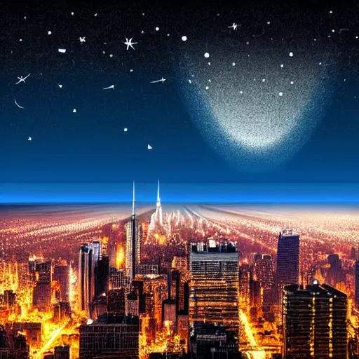 Prompt: a big meteor falling from the sky. city background, hyperrealistic, highly detailed, variable lighting, dramatic