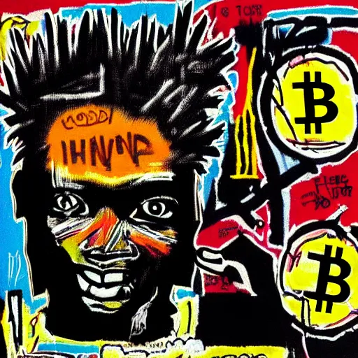 Image similar to “ crypto punk in the style of basquiat ”