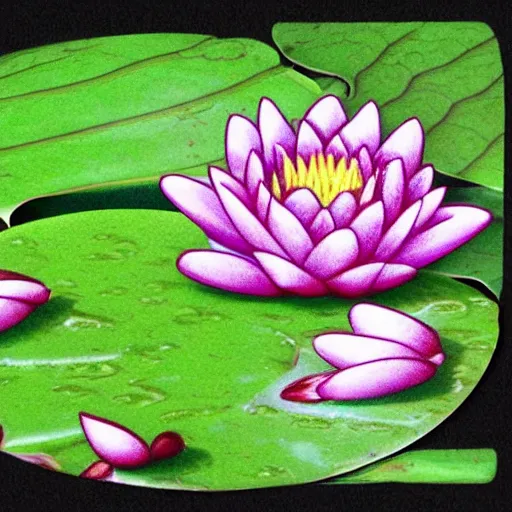 Prompt: !!! sticker!!! cute close - up of a frog in the water lilies, highly detailed, digital art, white outline,