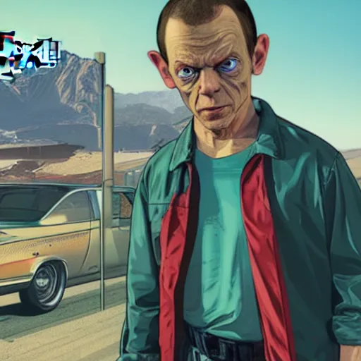 Image similar to GTA 5 poster style with gollum face