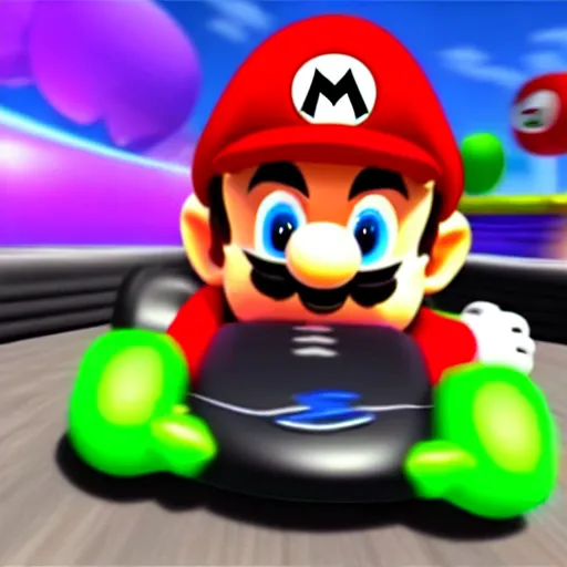 Prompt: Playboi Carti driving a car in Mario Kart