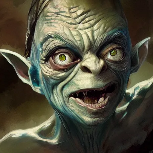 Prompt: gollum paint by greg rutkowski