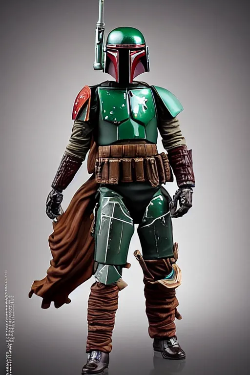 Prompt: boba fett, intricate, beautiful artstyle, intricate, elegant, d&d, fantasy, mcfarlane toys prodict photo