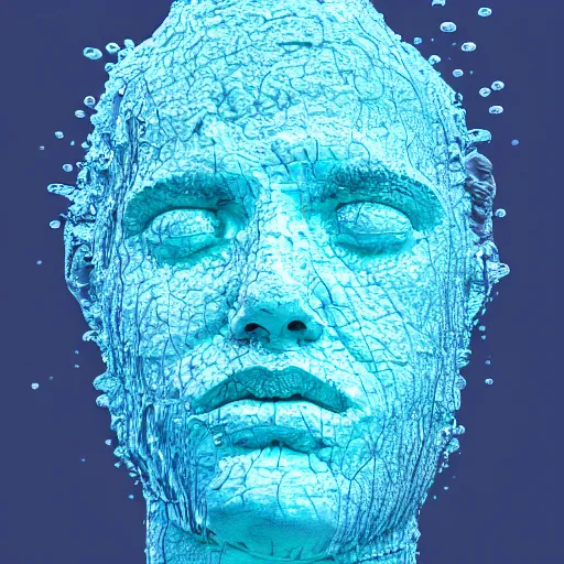 Prompt: a giant sculpture made out of water of a human head, on the ocean water, cinematic, in the style of johnson tsang, long shot, hyper detailed, hyper realistic, ray tracing, 8 k resolution, sharp focus, realistic water, award winning