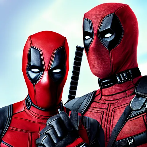 Image similar to deadpool and rocket raccoon together digital art 4 k detailed super realistic