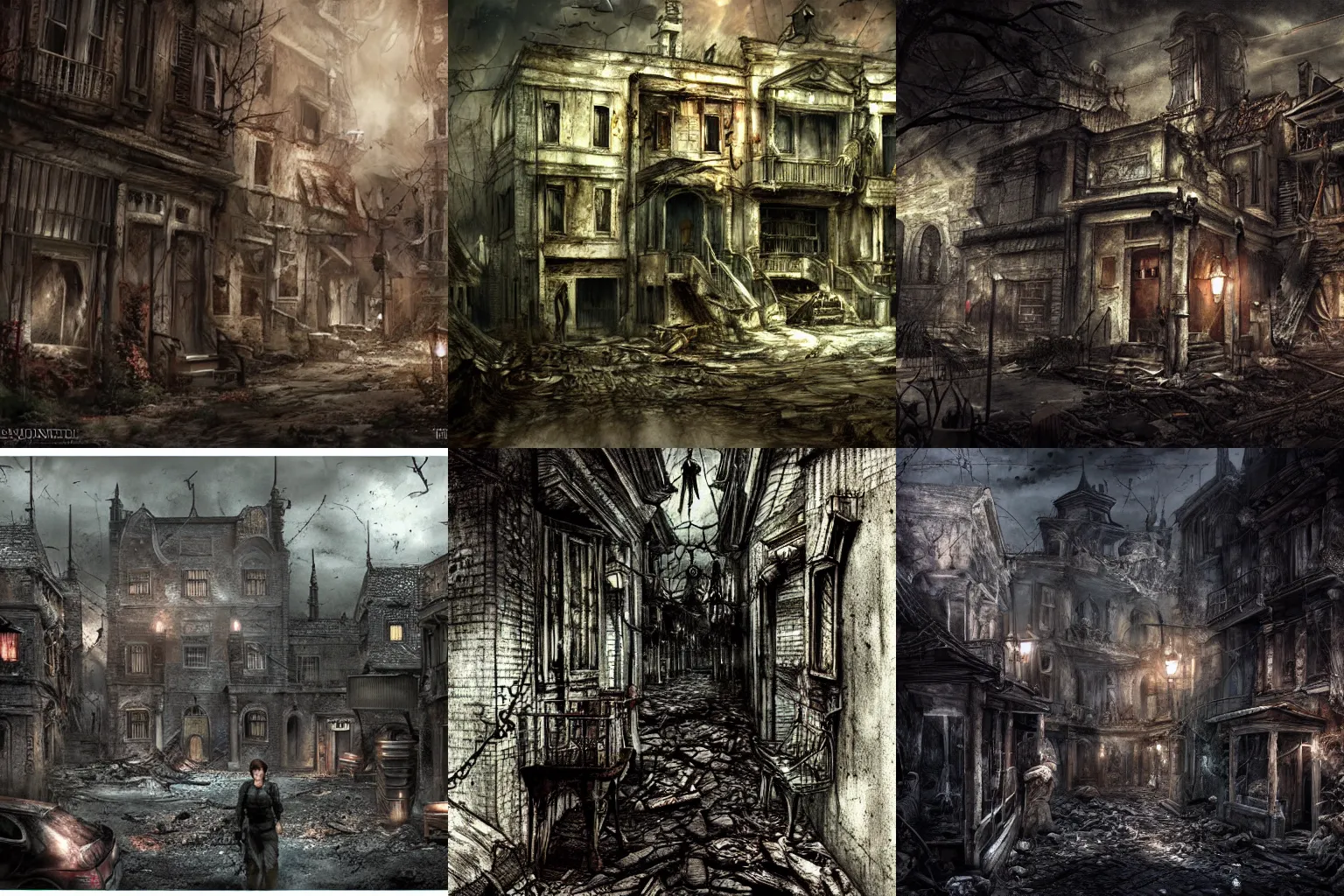 Prompt: Resident Evil village donna beneviento concept art, highly detailed, horror, scary, terrifying, horrific, nighttime, dimly lit, creepy hd 4k