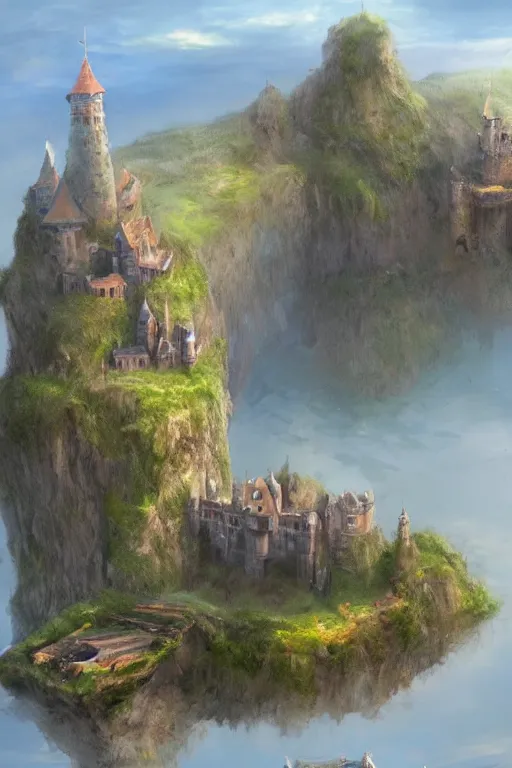 Prompt: a castle on a floating Island, fantasy, mystical, concept art, artstation