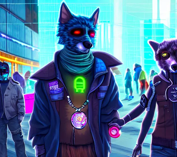 Image similar to high - resolution photograph from a cyberpunk era furry fandom convention ( midwest furfest 2 0 4 7 ), taking place after the genetic revolution and quantum singularity. photorealistic.