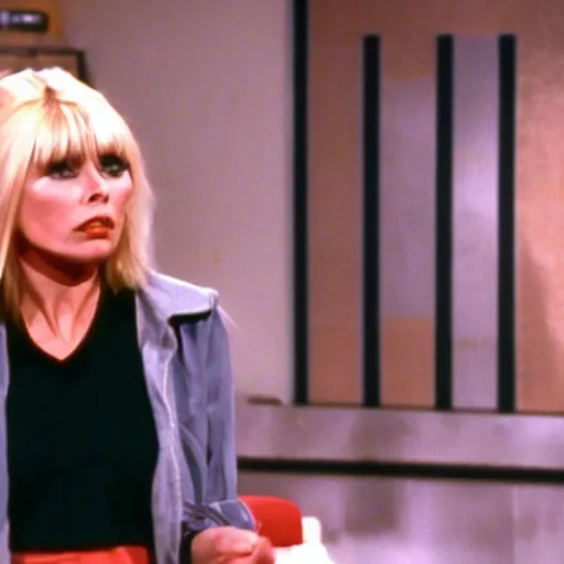 Prompt: high quality still of young Debbie Harry guest starring on the late 1990s TV show That 70s Show