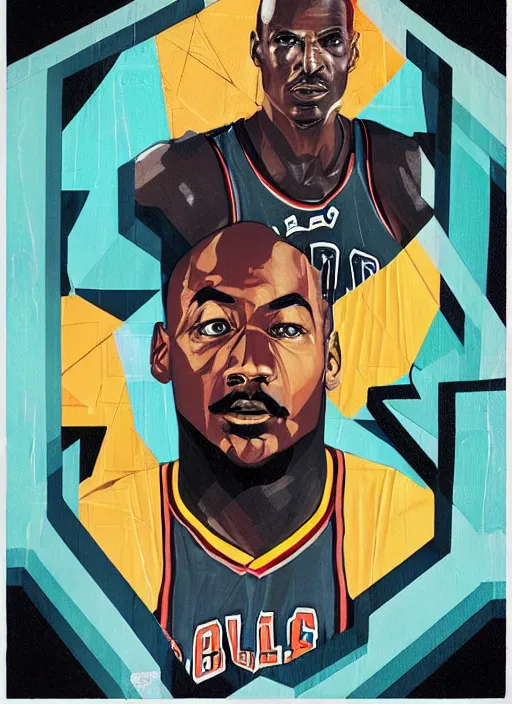 Prompt: symmetry!! portrait of michael jordan by sachin teng, organic, cables, matte painting, geometric shapes!! hard edges! graffiti, street art