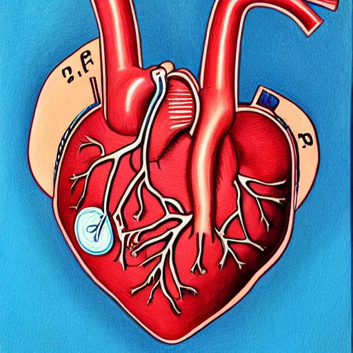 Prompt: painting of anatomically correct heart, anatomic!!, real heart!