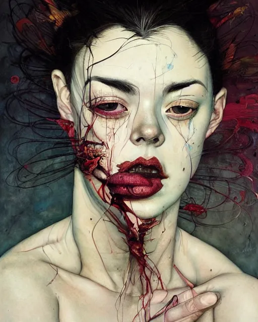 Image similar to there is ugliness in beauty, but there is also beauty in ugliness. in the style of adrian ghenie, esao andrews, jenny saville, edward hopper, surrealism, dark art by james jean, takato yamamoto