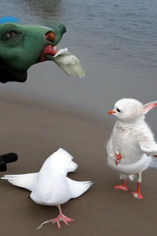 Image similar to Yoda smacking a seagull