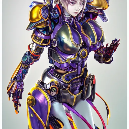 Image similar to studio portrait of lawful good colorful female holy mecha paladin absurdly beautiful, elegant, young sensual graceful woman, ultrafine hyperrealistic detailed face illustration by kim jung gi, irakli nadar, intricate linework, sharp focus, bright colors, matte, octopath traveler, final fantasy, unreal engine highly rendered, global illumination, radiant light, intricate environment