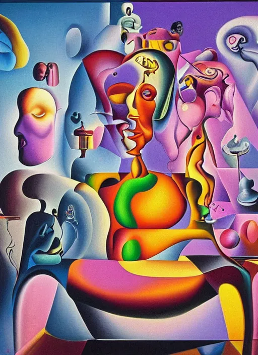 Prompt: an extremely high quality hd surrealism painting of a 3d galactic neon complimentary colored cartoon surrealism melting optical illusion sculpture tunnel by a much more skilled version of kandinskypicasso and salvia dali the fourth, salvador dali's much much much much more talented painter cousin, 4k, ultra realistic, very realistic