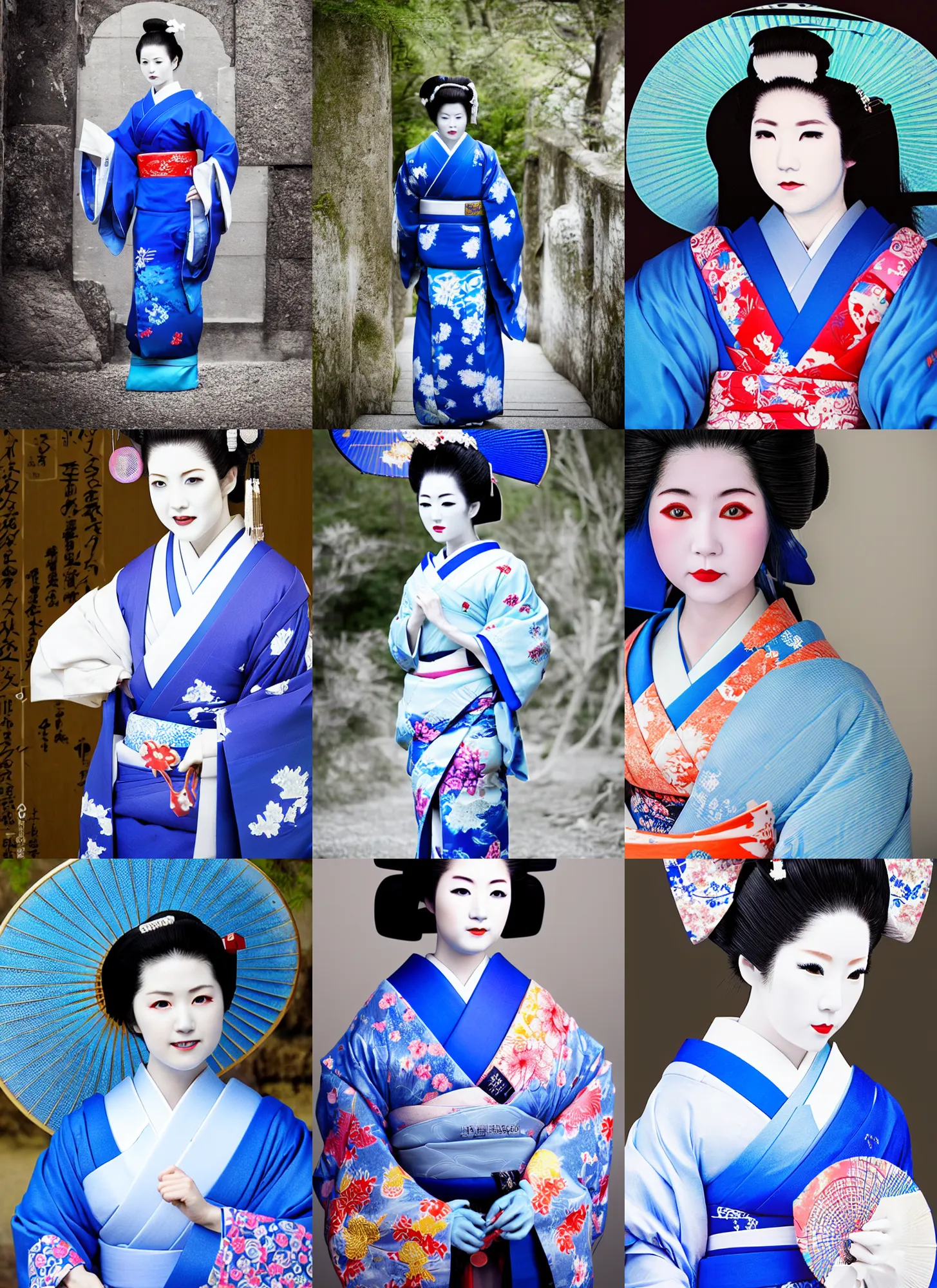 Prompt: Portrait Photograph of a Japanese Geisha PP Blue Ultra