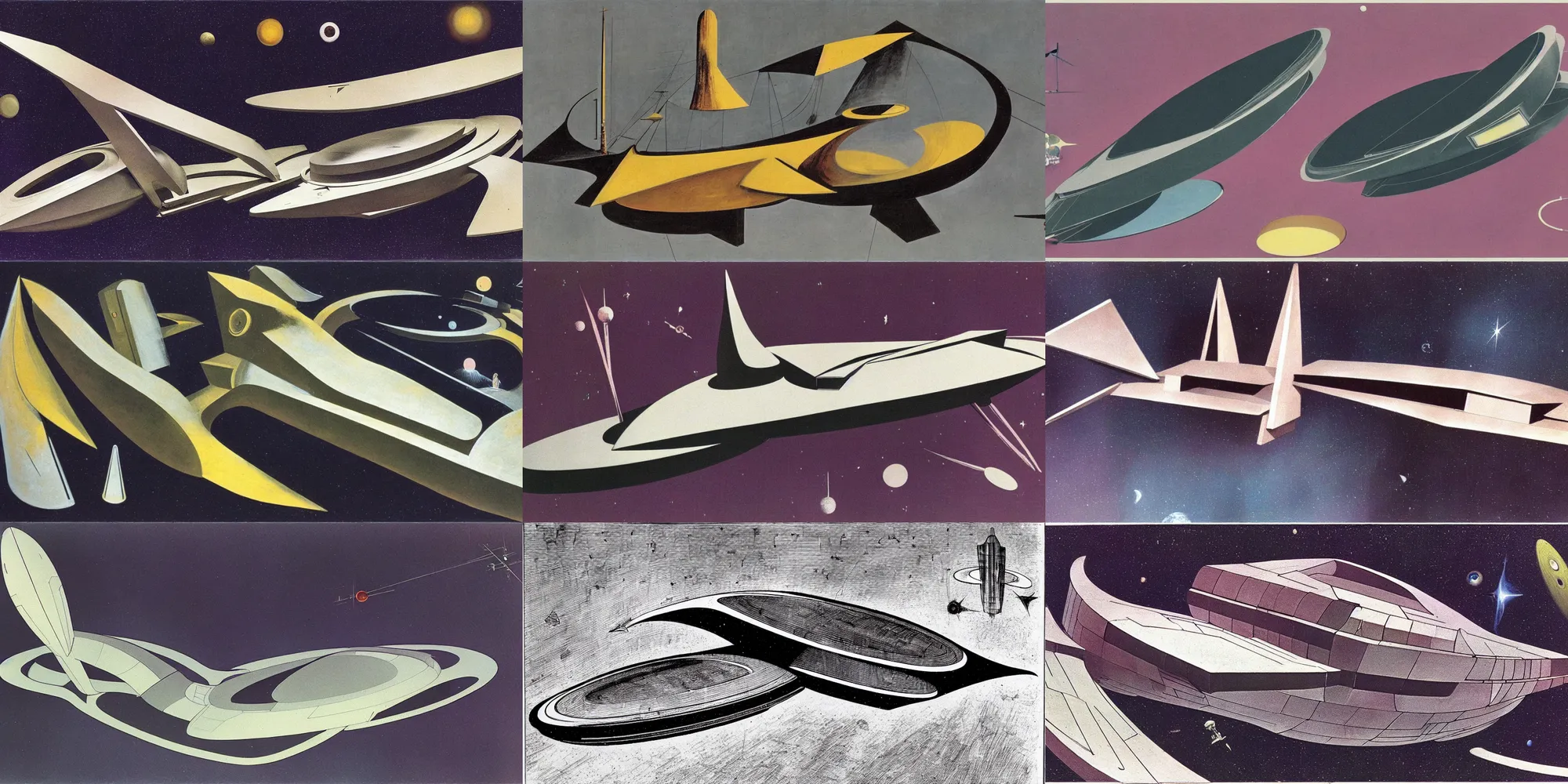 Prompt: a spaceship designed by francis bacon and beksinsky